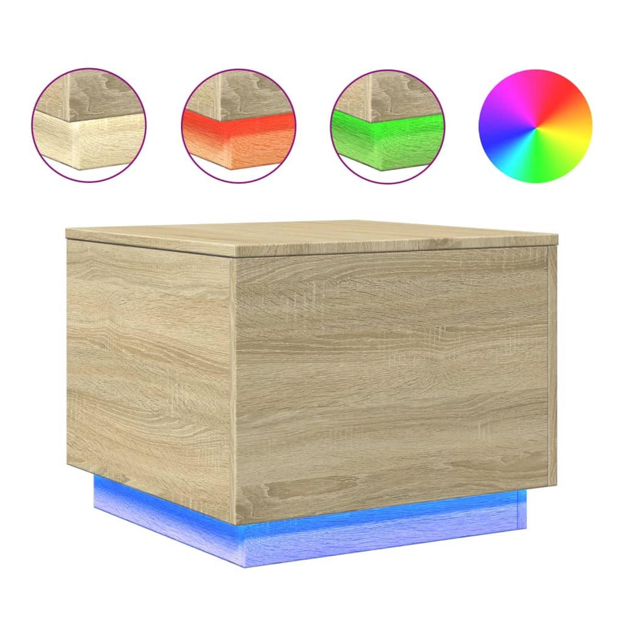 Voir la diapositive 2 : VIDAXL Table basse avec lumieres LED chene sonoma 50x50x40 cm