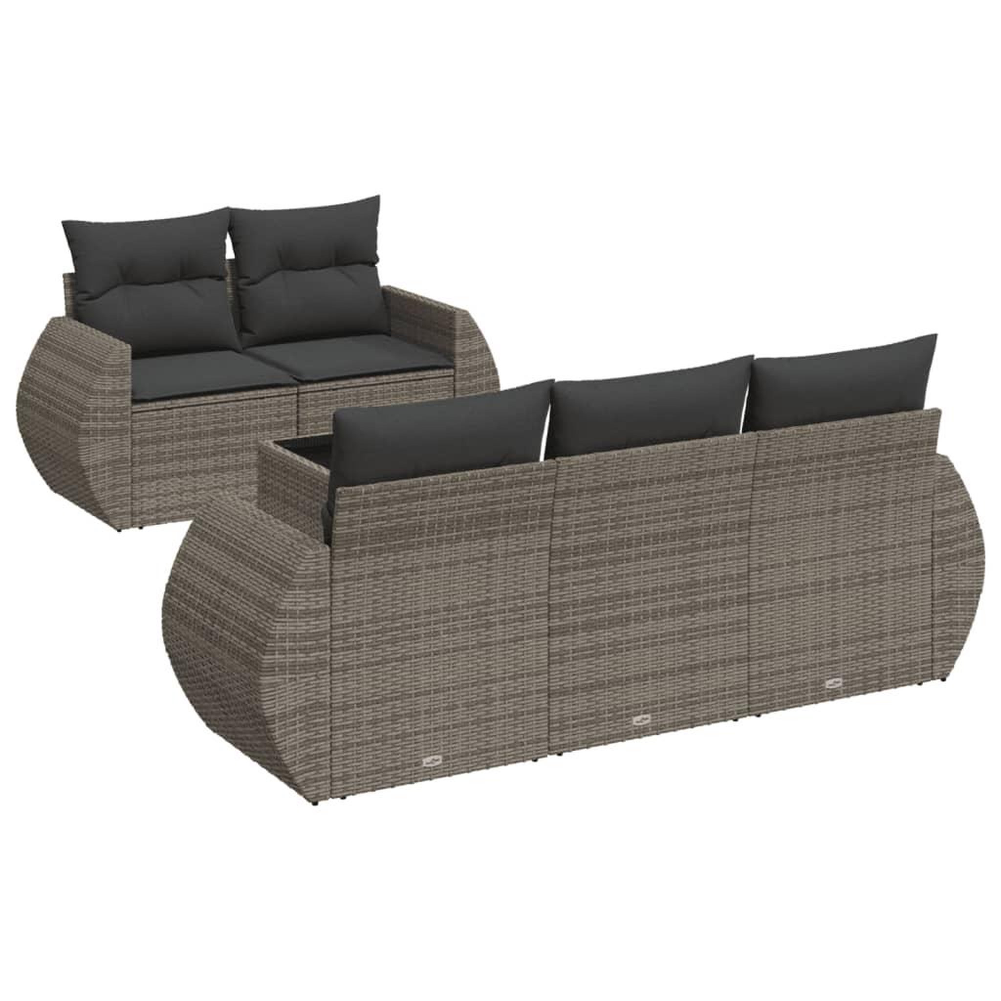 Voir la diapositive 2 : VIDAXL Salon de jardin 6 pcs avec coussins gris resine tressee
