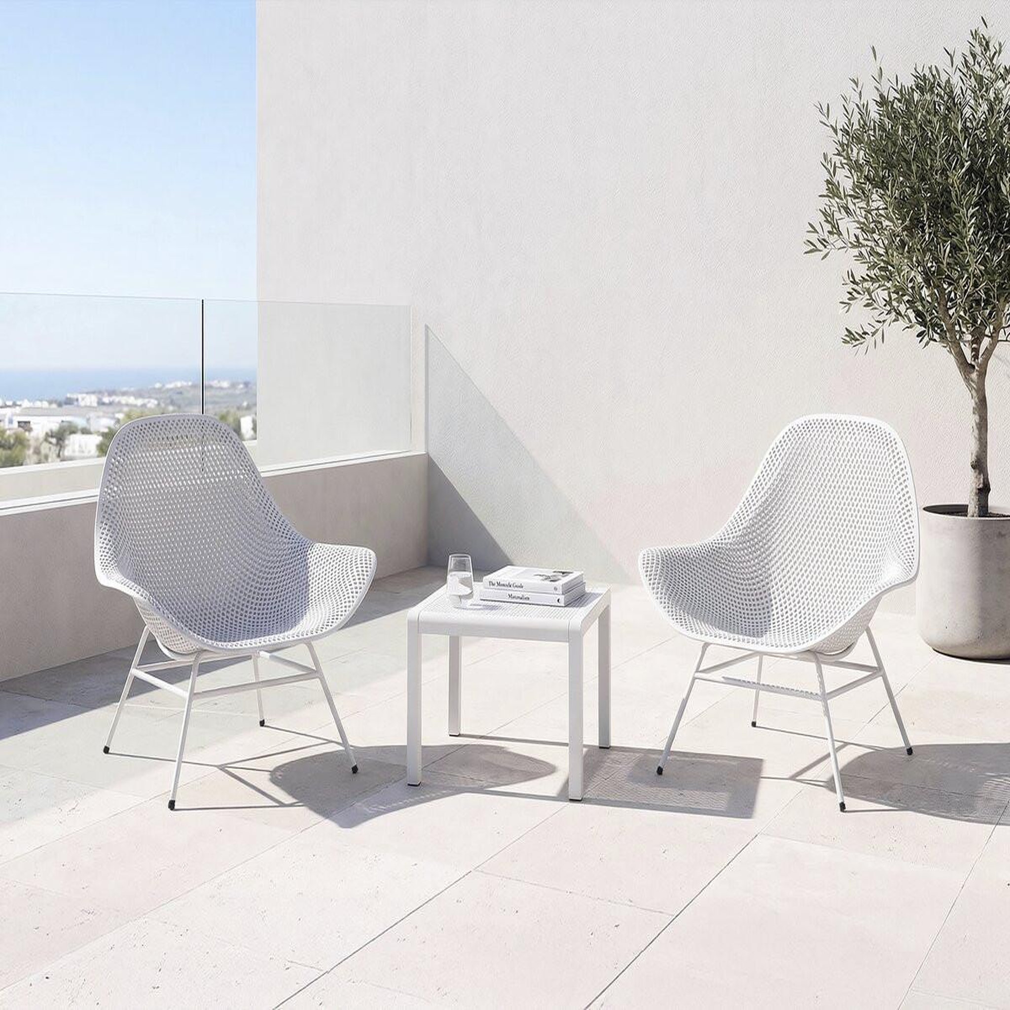 Voir la diapositive 2 : Habitat et Jardin Lot de 2 fauteuils de jardin avec table basse  soléna  - blanc