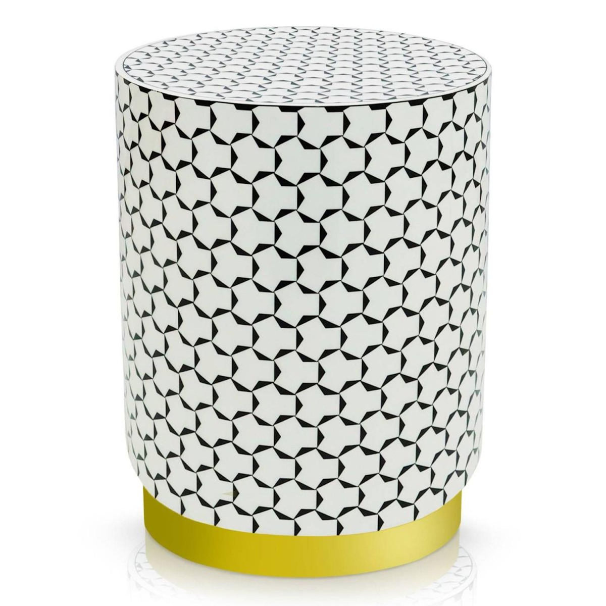Paris Prix Pouf Rond Déco  Géométrique  46cm Noir & Blanc