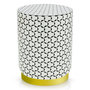 Voir la diapositive 2 : Paris Prix Pouf Rond Déco  Géométrique  46cm Noir & Blanc