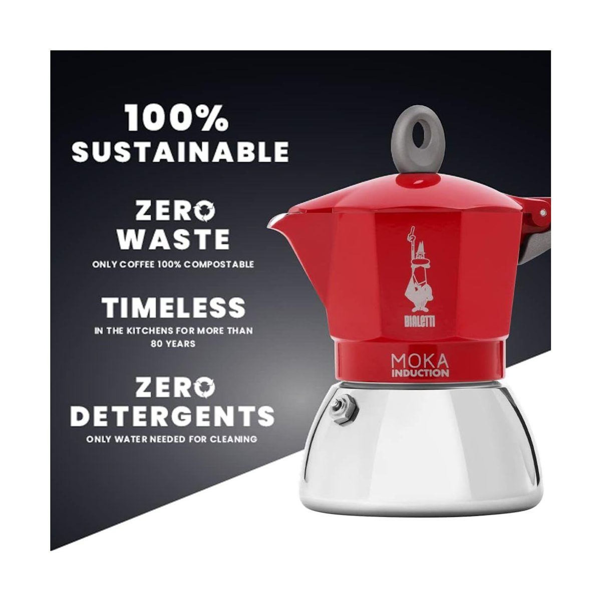 BIALETTI Cafetière italienne Moka induction 6 tasses RED
