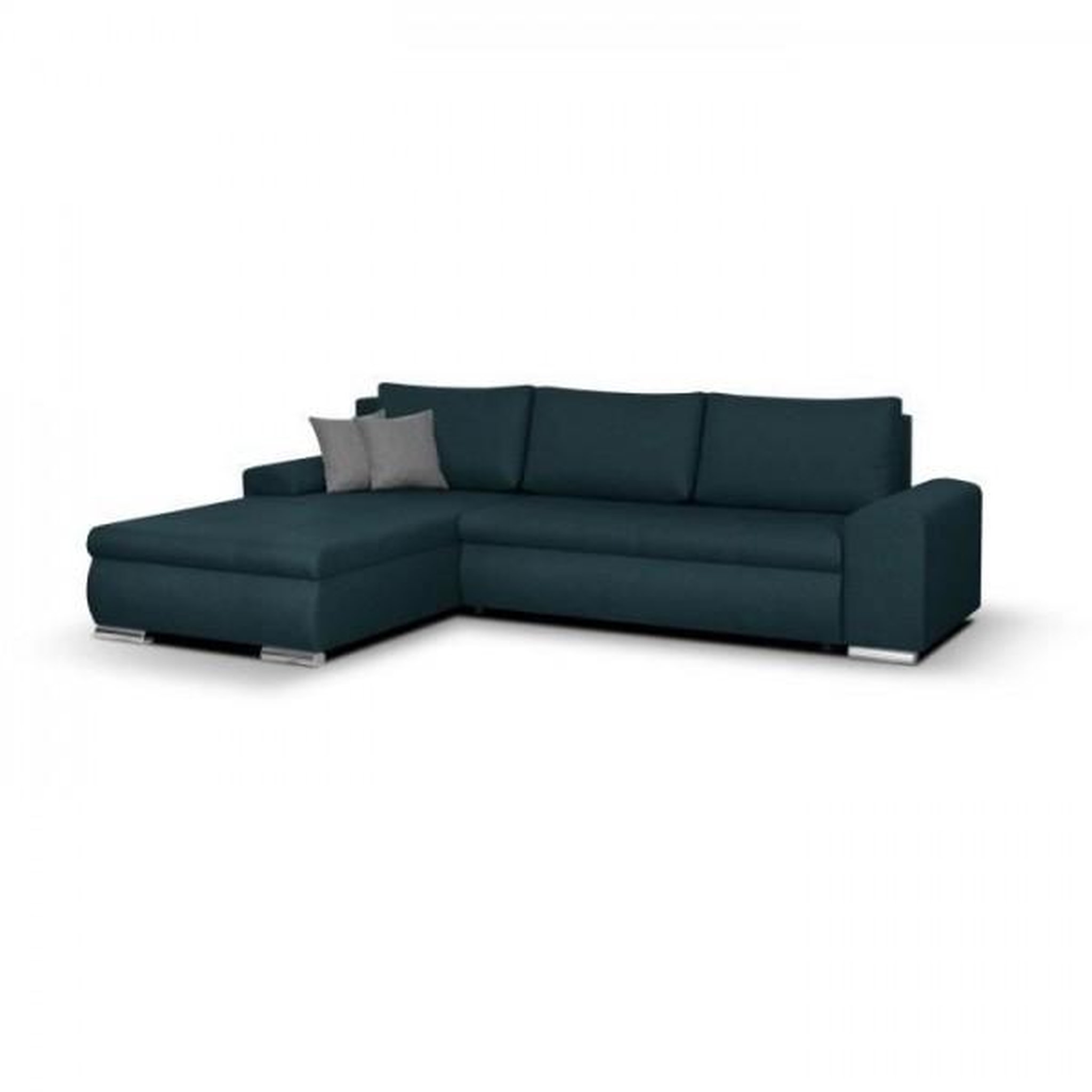 Voir la diapositive 2 : MARKET24 Canapé d'angle convertible réversible + coffre de rangement - Tissu Bleu - L 289 x P 94/188 x H 88 cm - INDIAN