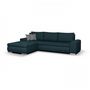 Voir la diapositive 2 : MARKET24 Canapé d'angle convertible réversible + coffre de rangement - Tissu Bleu - L 289 x P 94/188 x H 88 cm - INDIAN