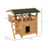 Voir la diapositive 3 : PAWHUT Maison lodge chat chien - niche villa avec terrasse, escalier, toit - 77 x 50 x 73 cm - bois pin pré-huilé