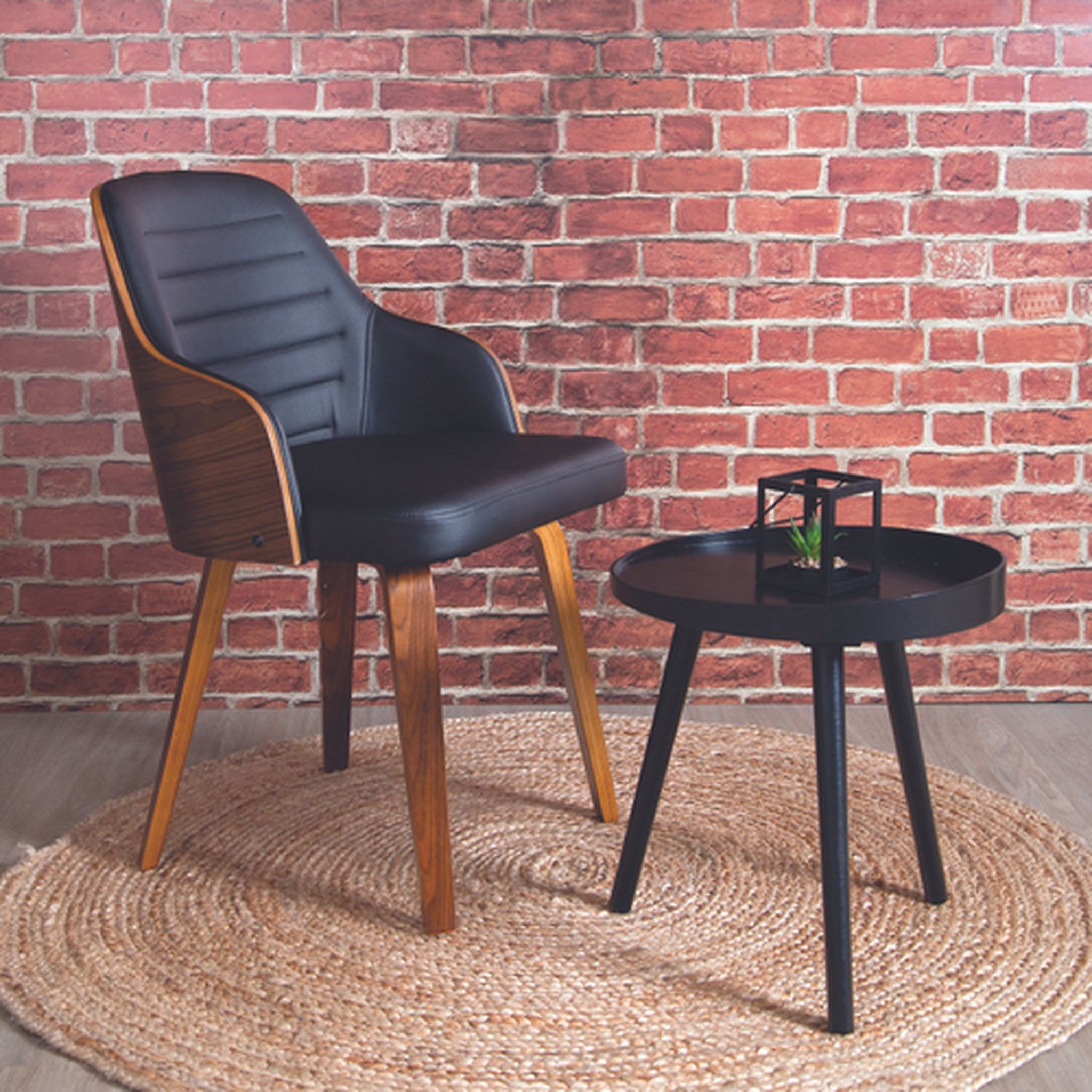 Voir la diapositive 5 : The Home Deco Factory Fauteuil design rétro Nash - Noir