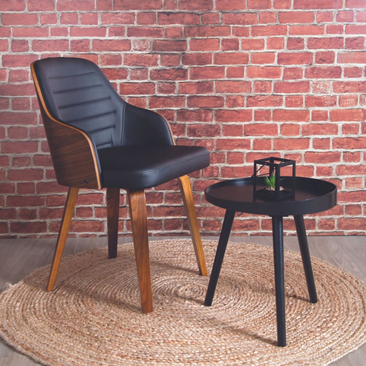 The Home Deco Factory Fauteuil design rétro Nash - Noir
