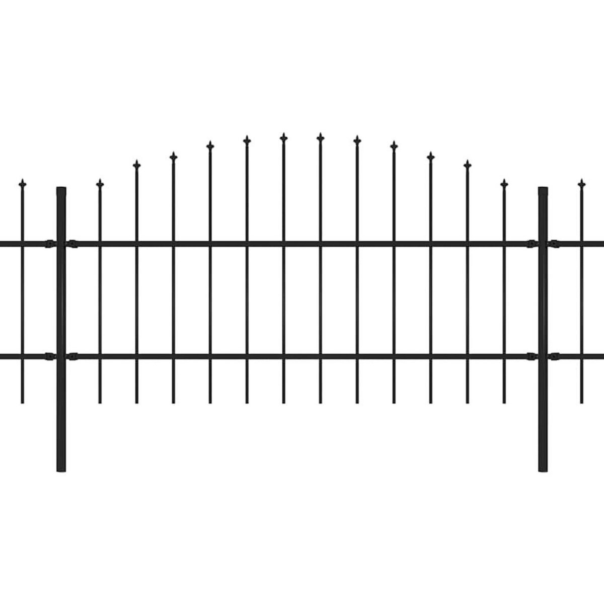 VIDAXL Cloture de jardin avec dessus en forme de lance en acier 1070 x 100 cm Noir