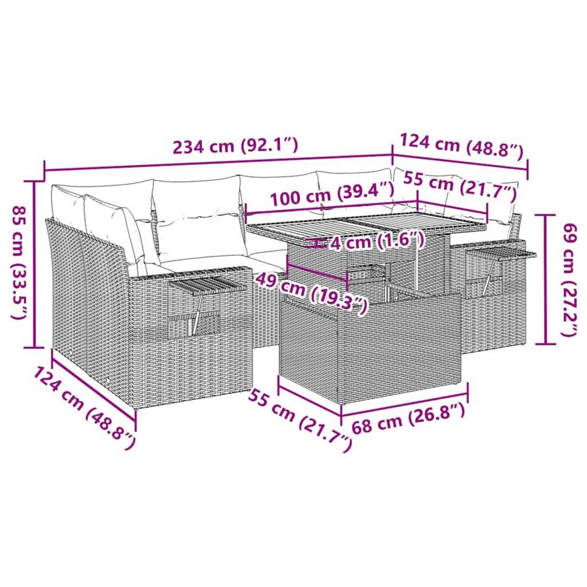 VIDAXL Salon de jardin 7 pcs avec coussins noir resine tressee