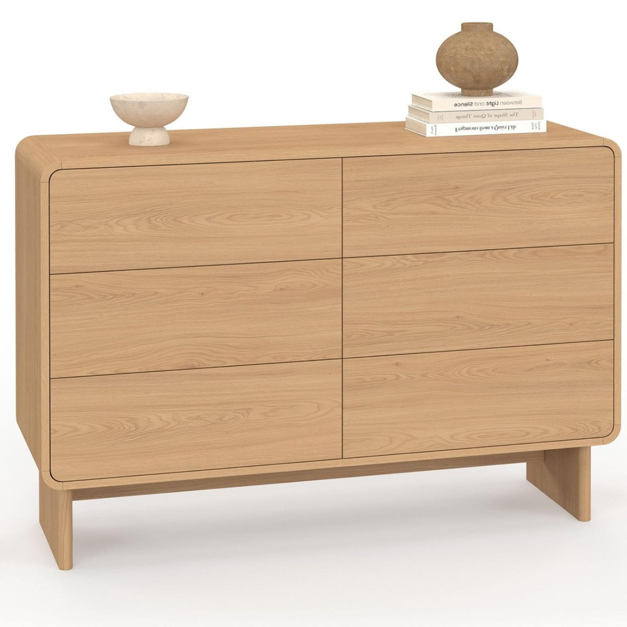 ID MARKET Commode 6 tiroirs capucine 115 cm façon hêtre design arrondi