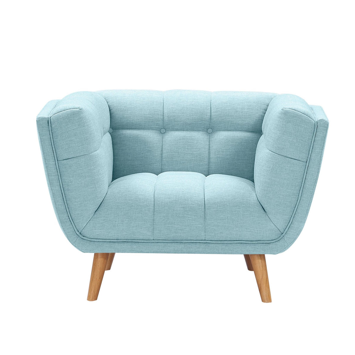 Rendez vous déco Fauteuil capitonné en tissu bleu clair-Carmen