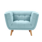 Rendez vous déco Fauteuil capitonné en tissu bleu clair-Carmen