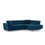 Voir la diapositive 2 : BEST MOBILIER Baoji - canapé d'angle droit 5 places convertible avec têtières et coffre en velours côtelé