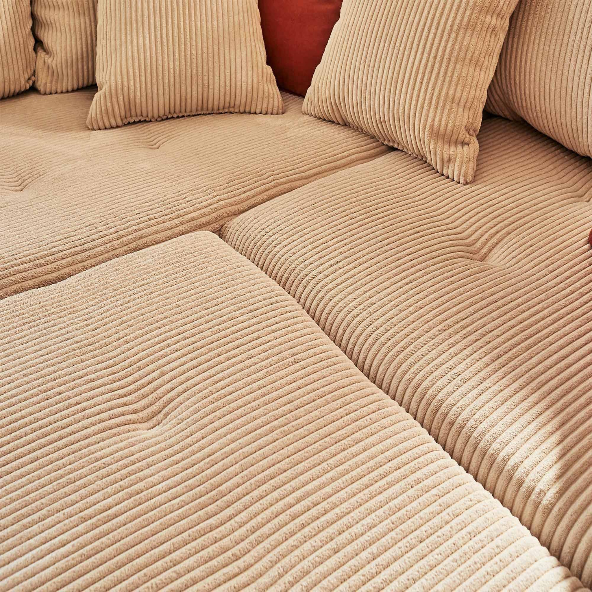 Voir la diapositive 3 : LISA DESIGN Rune - canapé d'angle droit - 4 places - avec pouf d'appoint - en velours côtelé