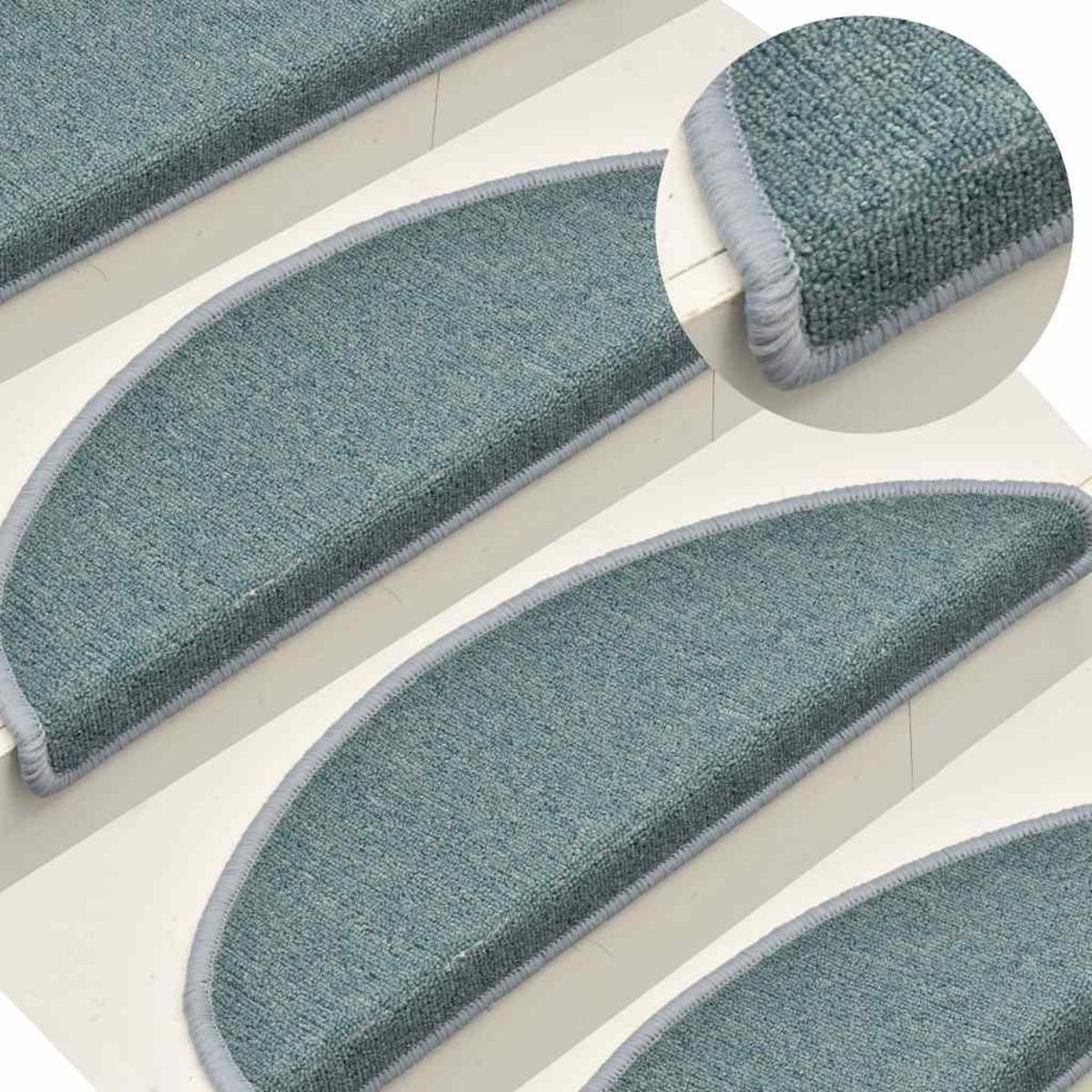 VIDAXL Tapis d'escalier 30 pcs bleu 56x17x3 cm