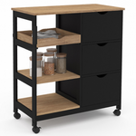 ID MARKET Desserte de cuisine MUNA 3 paniers + 1 plateau amovible noir et effet hêtre L.76 cm