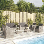 VIDAXL Salon de jardin 8 pcs avec coussins resine tressee gris