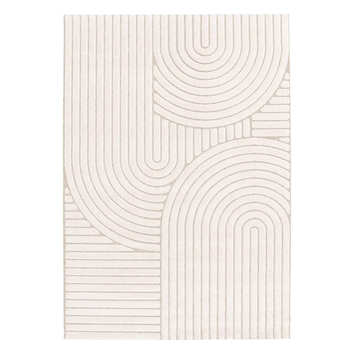 SWEEEK Tapis intérieur motif ethnique arches, poils ras, beige et crème