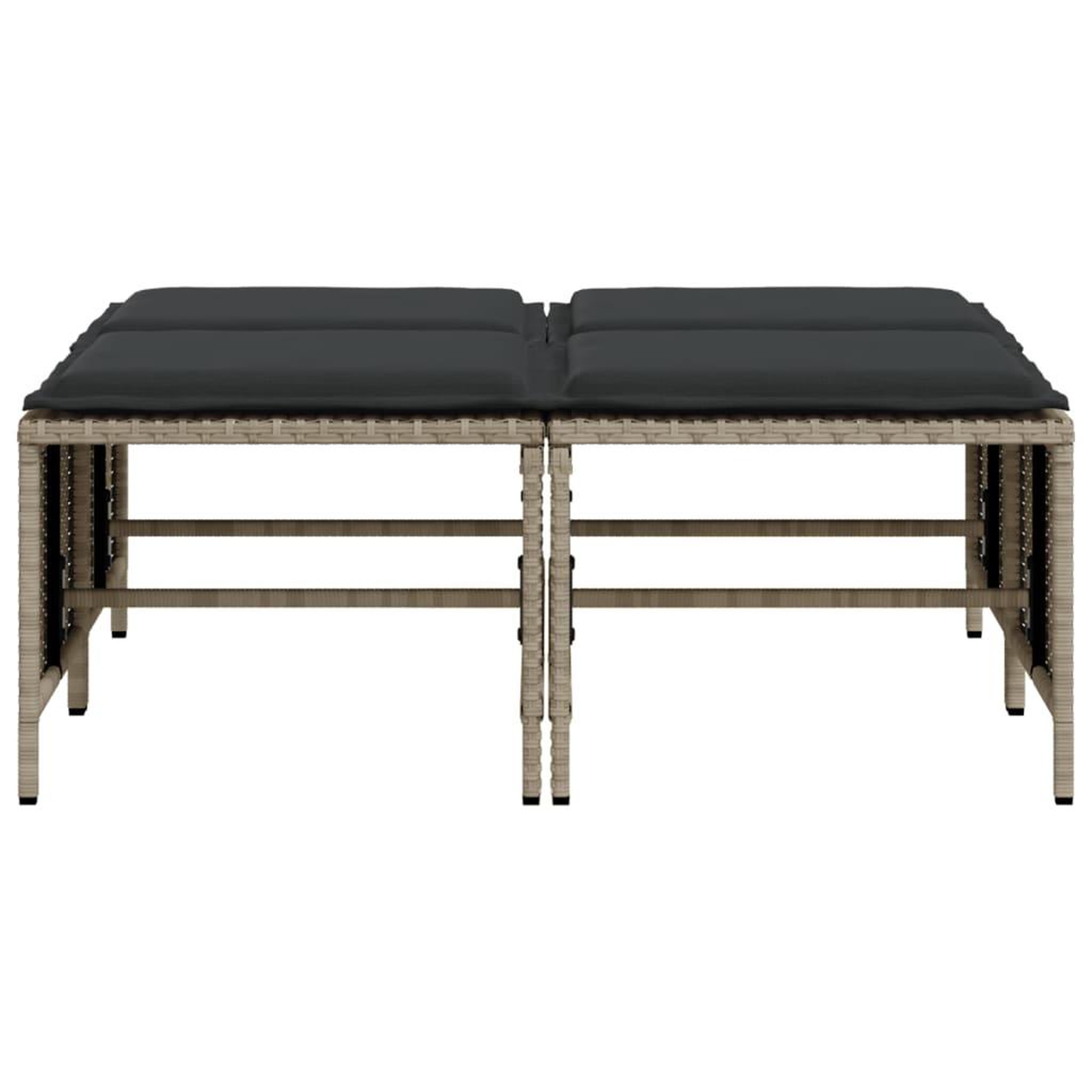 Voir la diapositive 4 : VIDAXL Tabourets de jardin avec coussins lot de 4 gris clair rotin