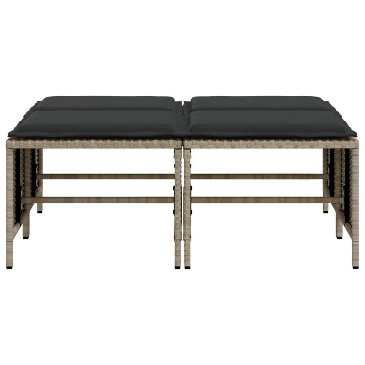 VIDAXL Tabourets de jardin avec coussins lot de 4 gris clair rotin