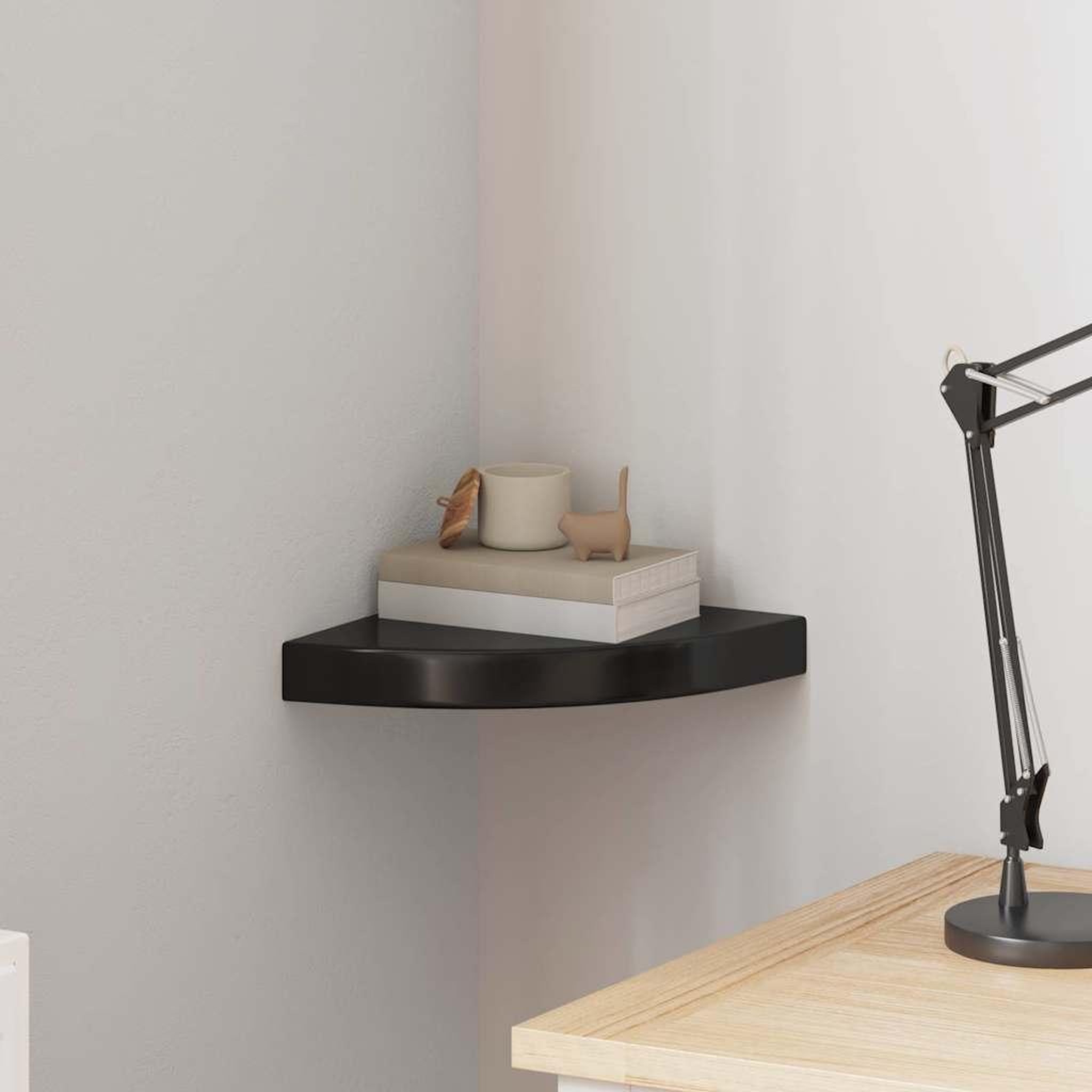 Voir la diapositive 3 : VIDAXL 323889 floating corner shelf high gloss black 25x25x3,8 cm mdf