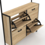 Voir la diapositive 6 : ID MARKET Vestiaire d'entrée LUIS meuble chaussures 4 portes design industriel