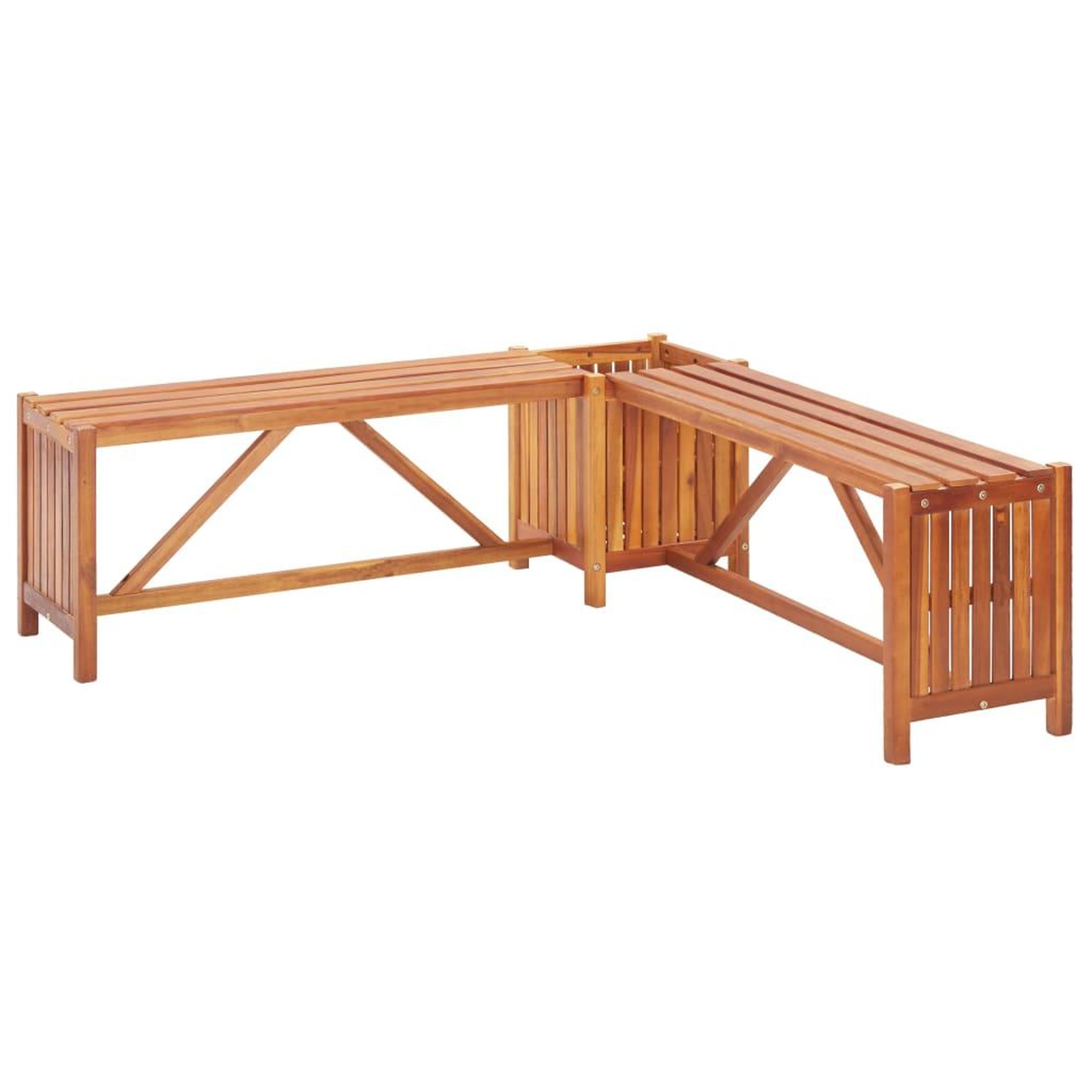 Voir la diapositive 1 : VIDAXL Banc de jardin et jardiniere 117x117x40 cm Bois solide d'acacia
