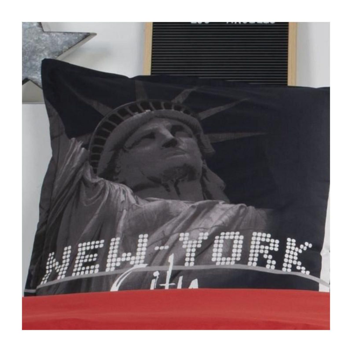 Today TODAY Clem Parure de lit Coton 1 personne - 140 x 200 cm - Imprime Rouge