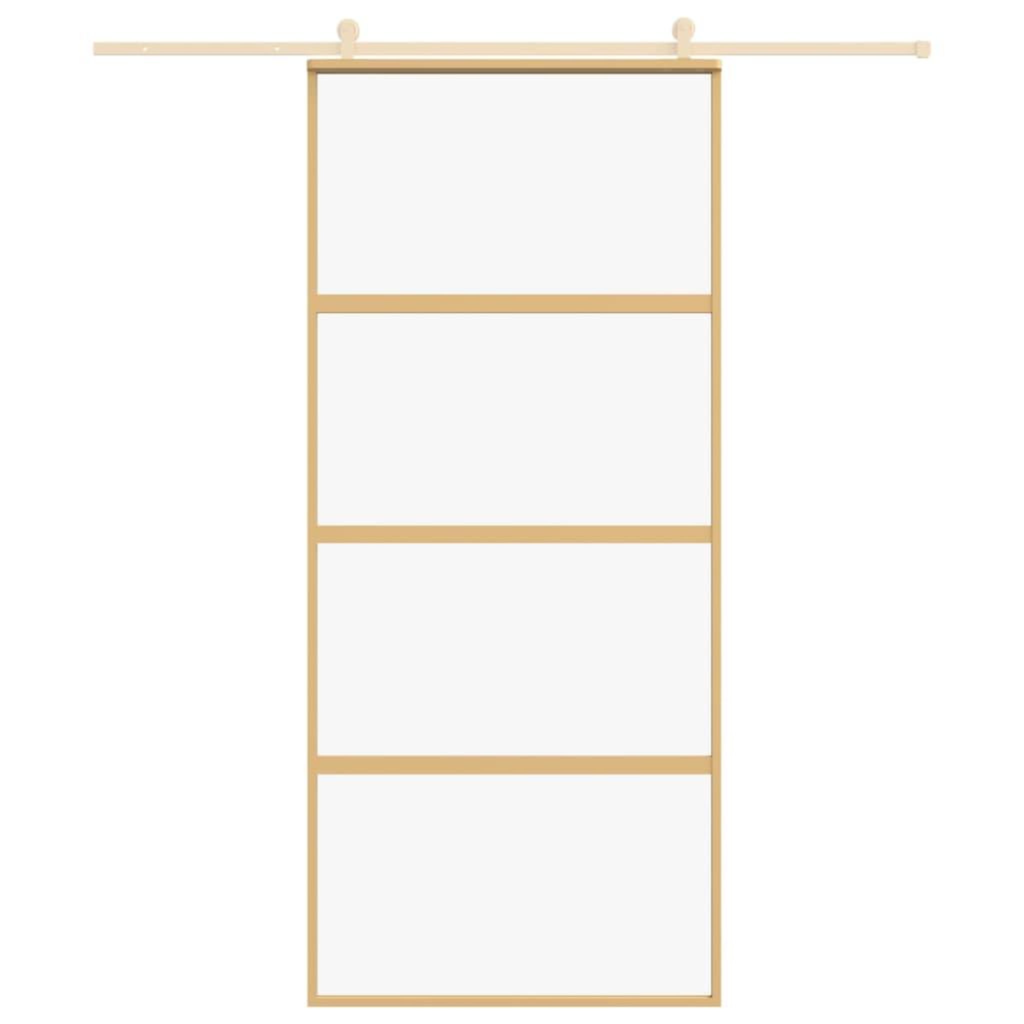 Voir la diapositive 3 : VIDAXL Porte coulissante dore 90x205 cm verre ESG clair et aluminium