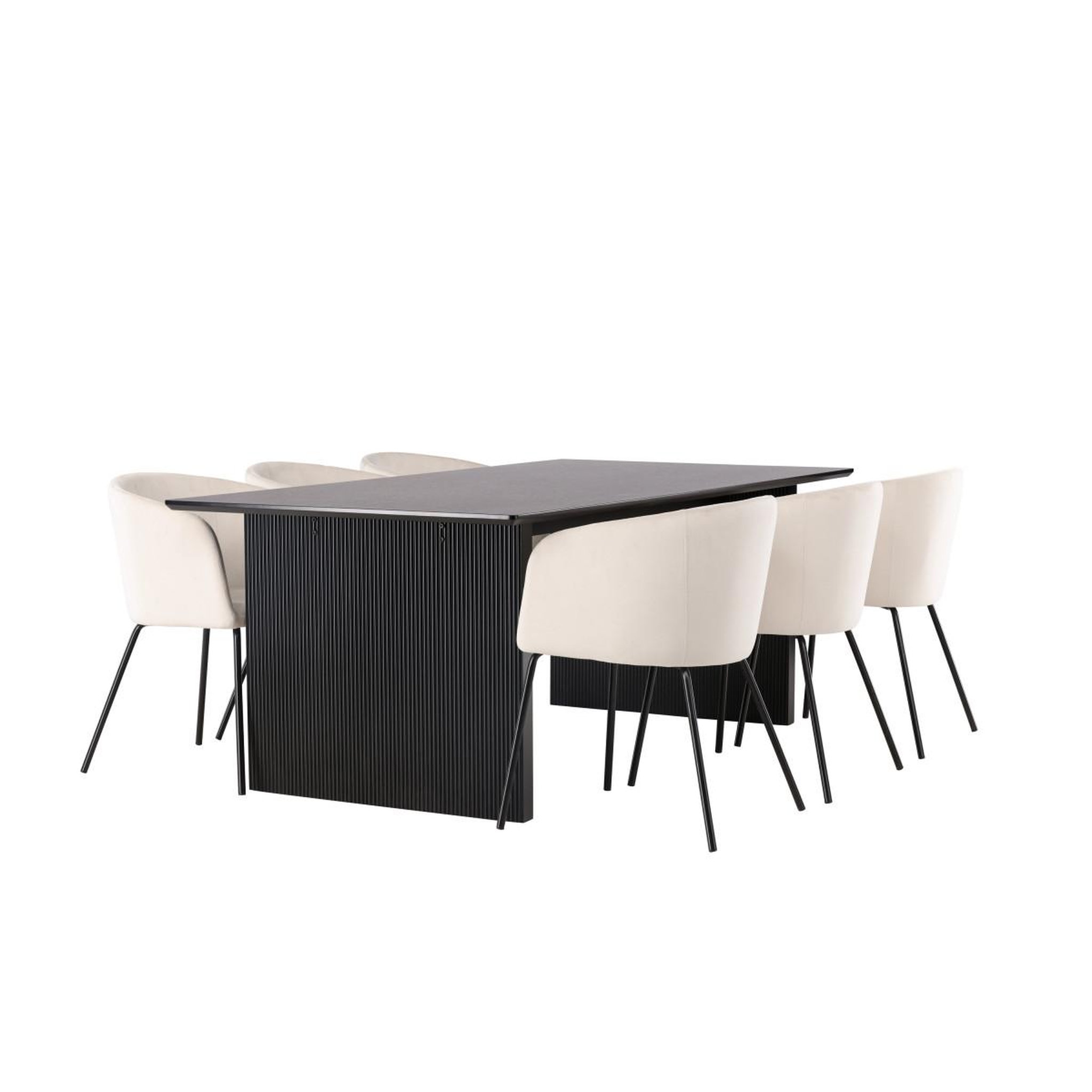 Voir la diapositive 4 : Paris Prix Ensemble table à manger & 6 chaises  vail & berit  200cm beige & noir
