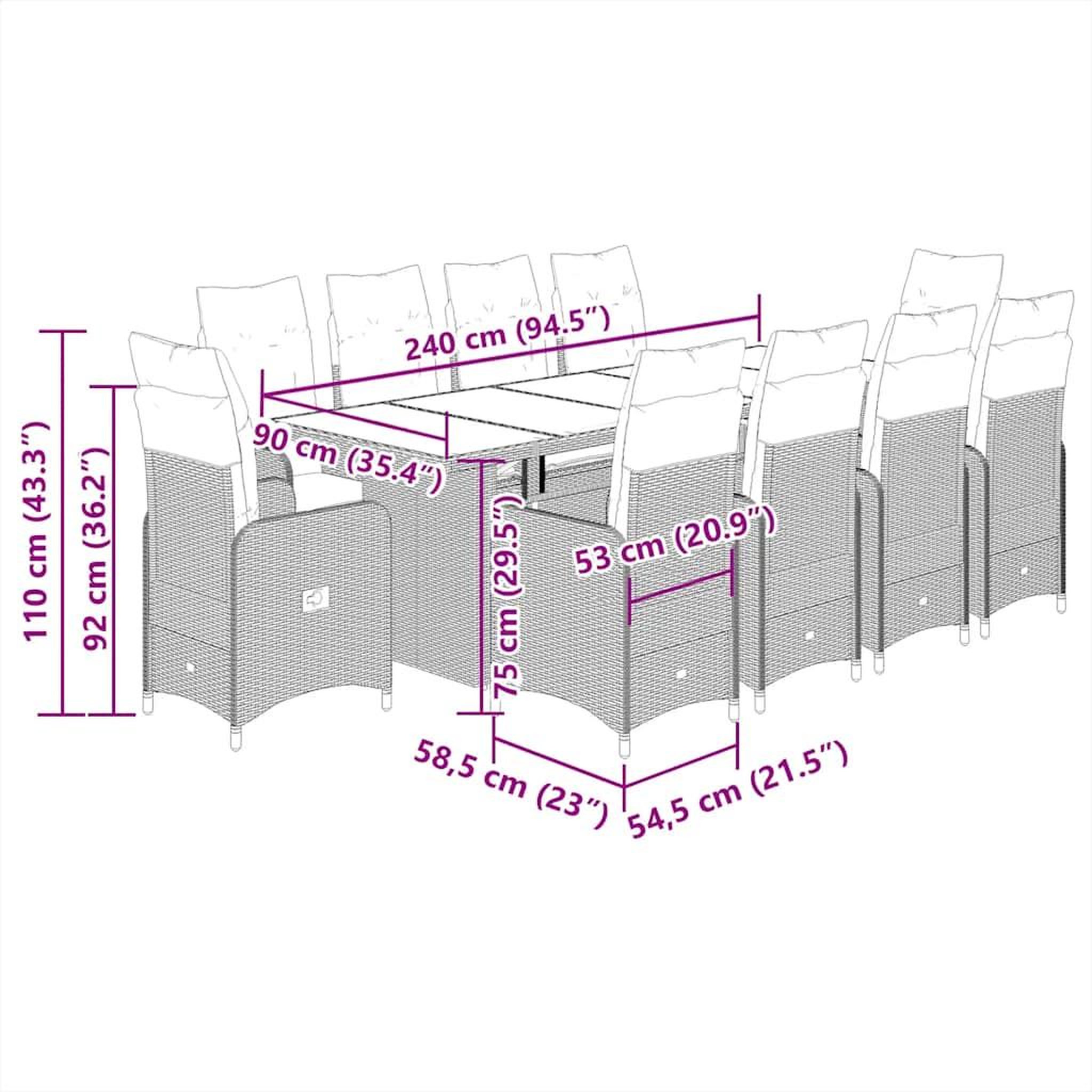 Voir la diapositive 6 : VIDAXL Ensemble de bistro de jardin 11 pcs coussins gris poly rotin