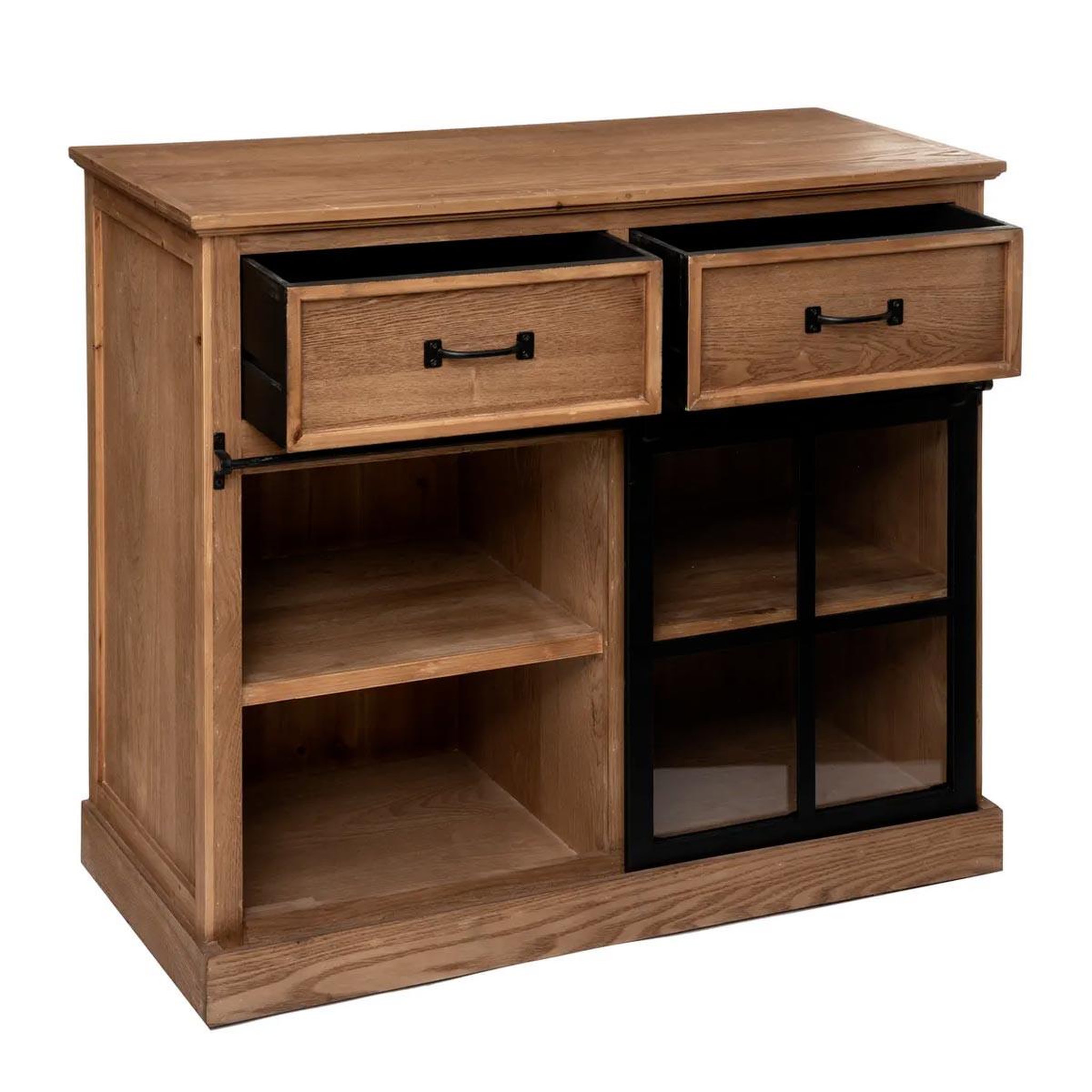 Voir la diapositive 2 : ATMOSPHERA Buffet 1 porte & 2 tiroirs  danik  94cm naturel