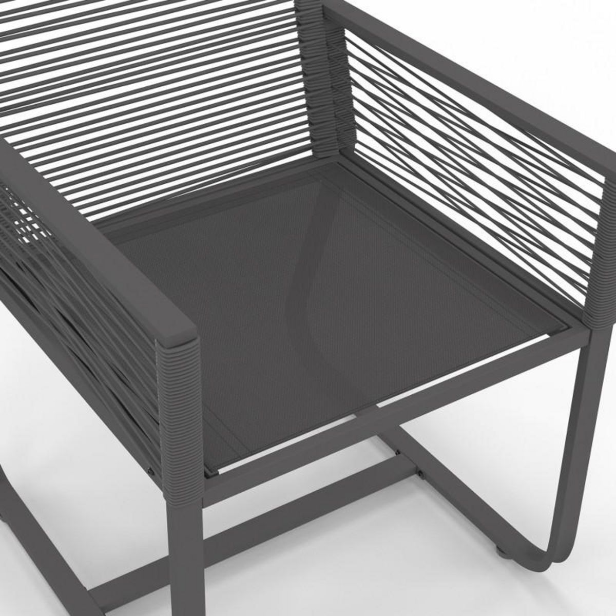 ID MARKET Lot de 2 fauteuils de jardin ODESSA métal et cordage gris