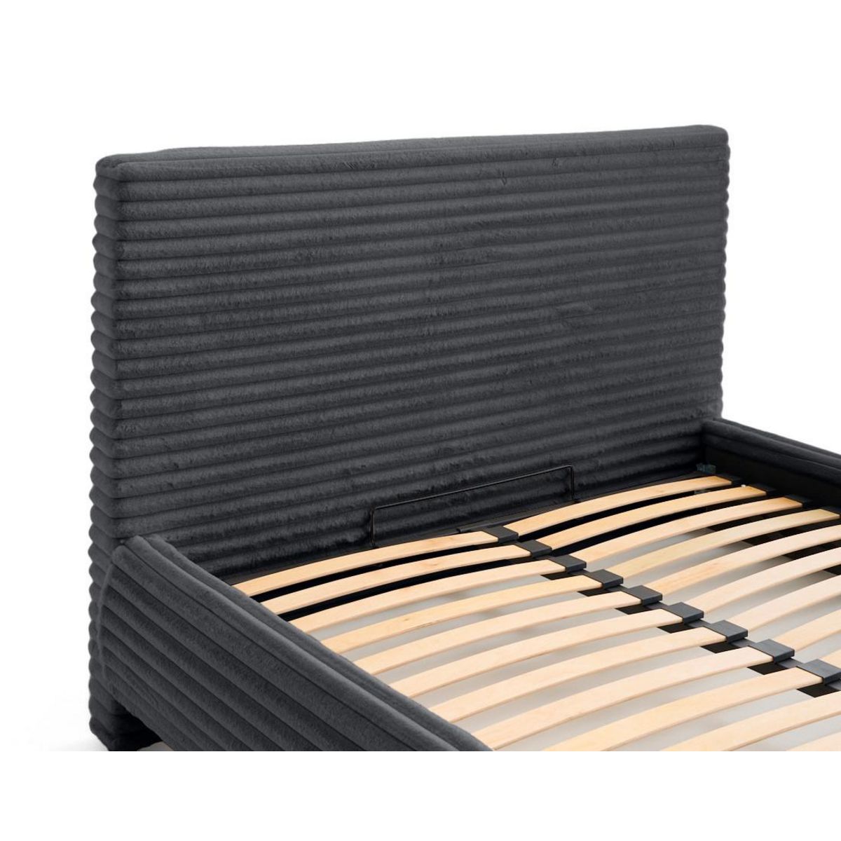 BEST MOBILIER Cristal - lit coffre avec bout de lit - 160x200 - sommier inclus - fausse fourrure côtelée