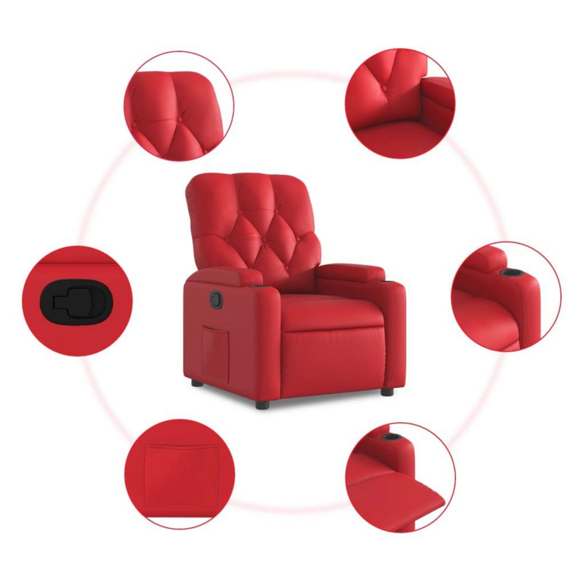 VIDAXL Fauteuil inclinable Rouge Similicuir