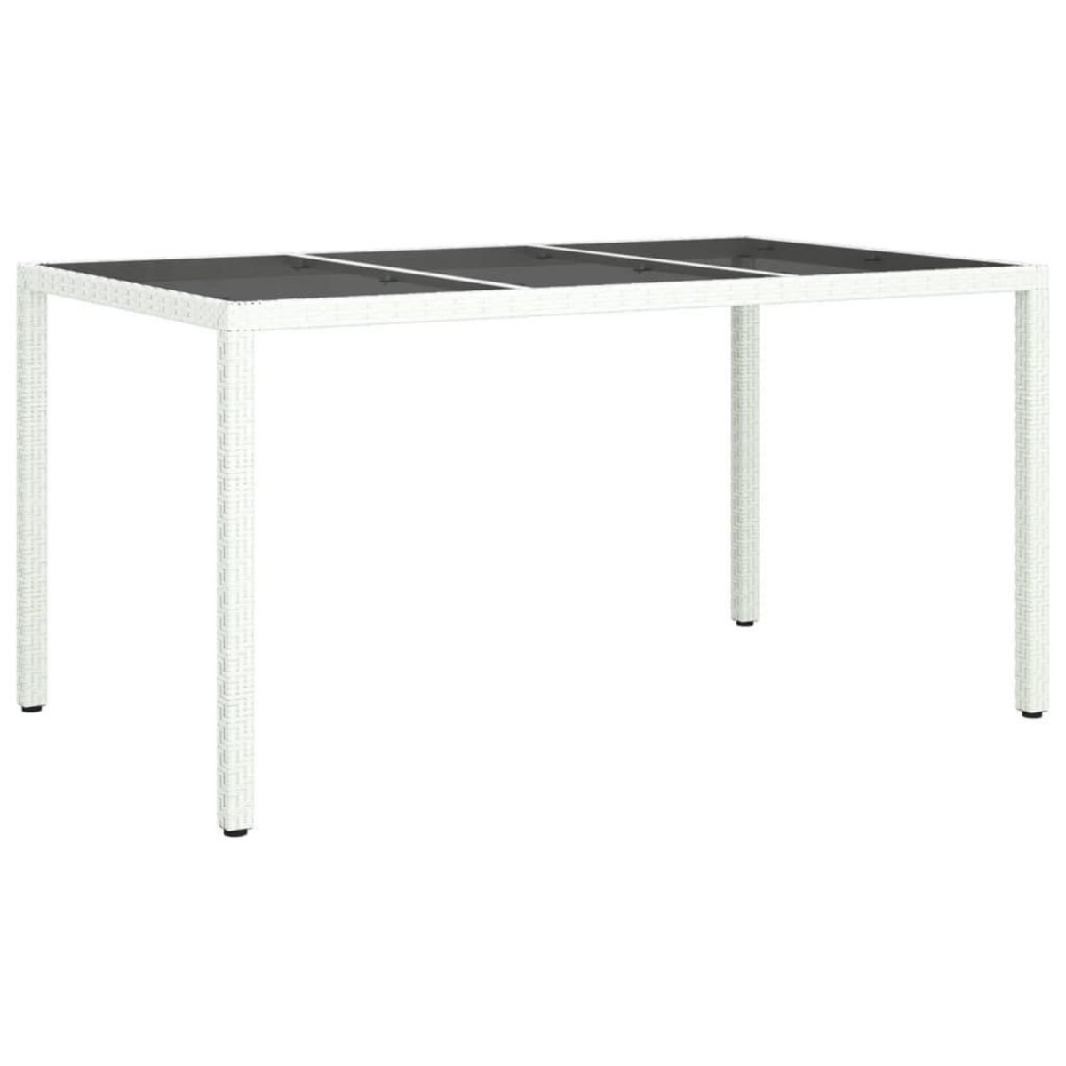 VIDAXL Table de jardin 150x90x75 cm Verre trempe/resine tressee Blanc