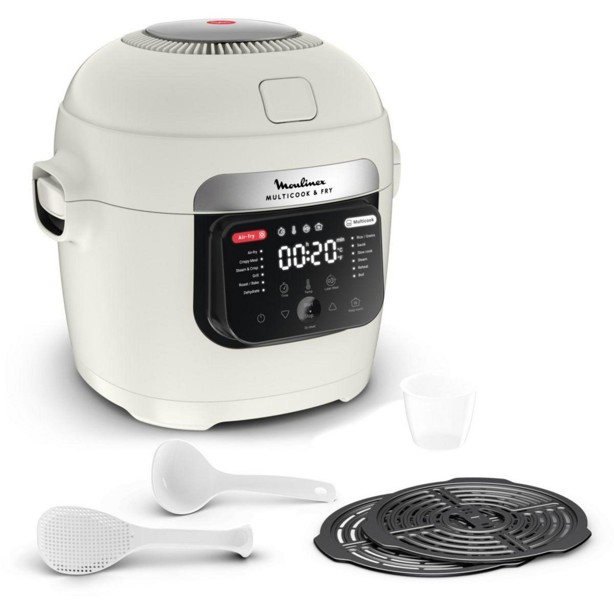 MOULINEX Cuiseur MZ7311F0 blanc cuiseur et Airfryer 6 L, 12 modes de cuisson