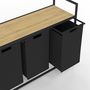Voir la diapositive 6 : ID MARKET Panier à linge 3 bacs DETROIT tissu noir design industriel