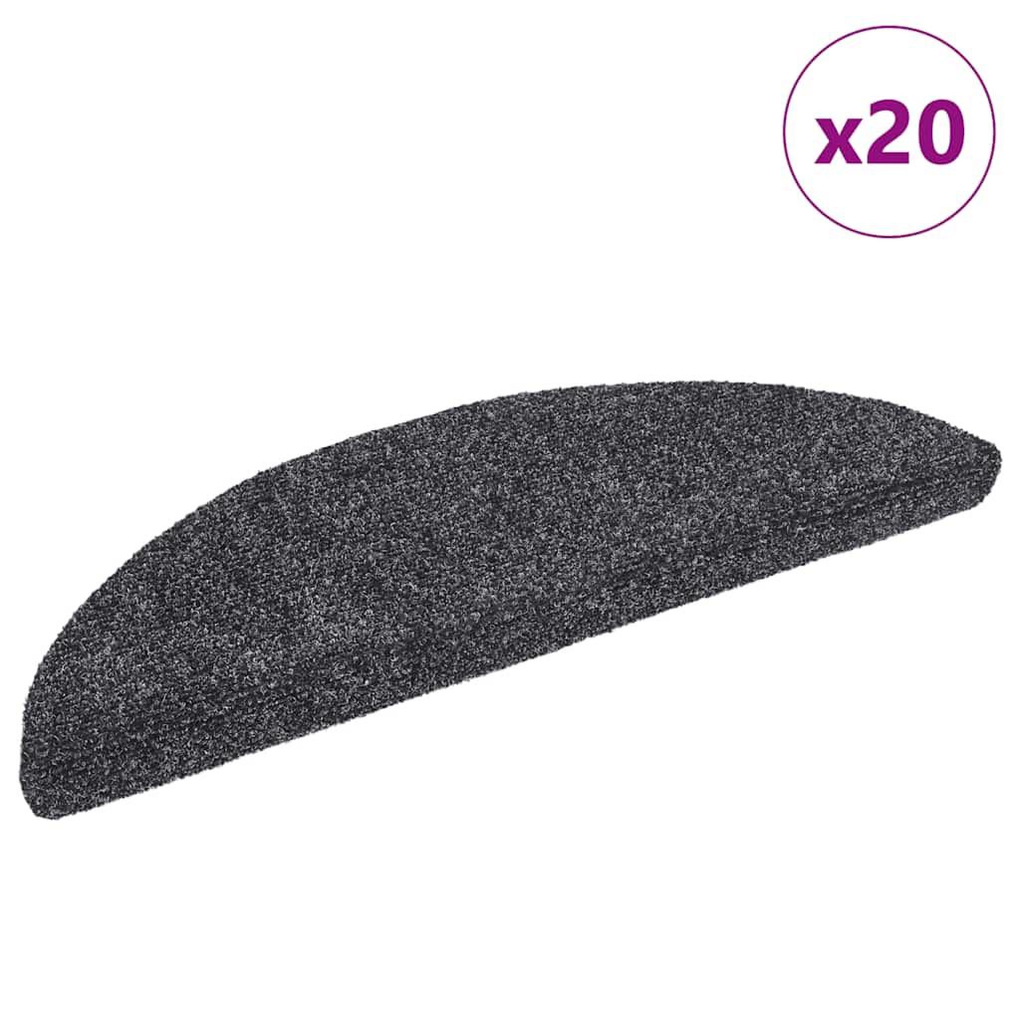 VIDAXL Tapis d'escalier autocollant 20 pcs gris fonce 56x17x3 cm