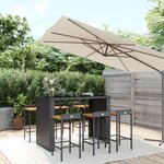 VIDAXL Ensemble de bar jardin 7 pcs noir poly rotin/bois massif acacia