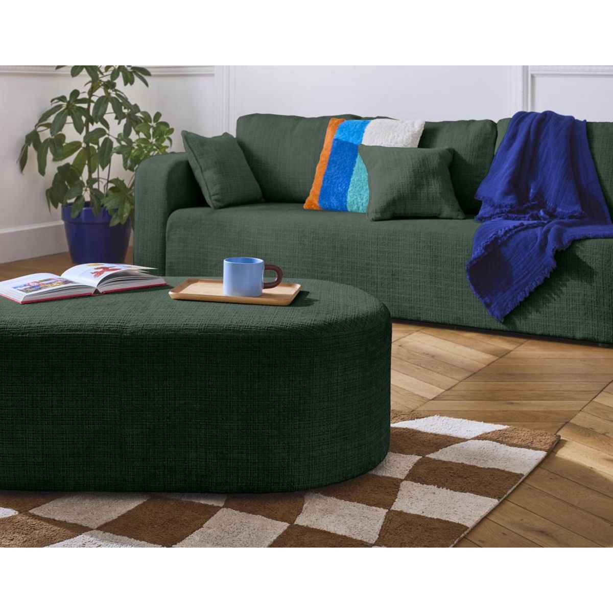 BEST MOBILIER Miro - pouf en velours texturé