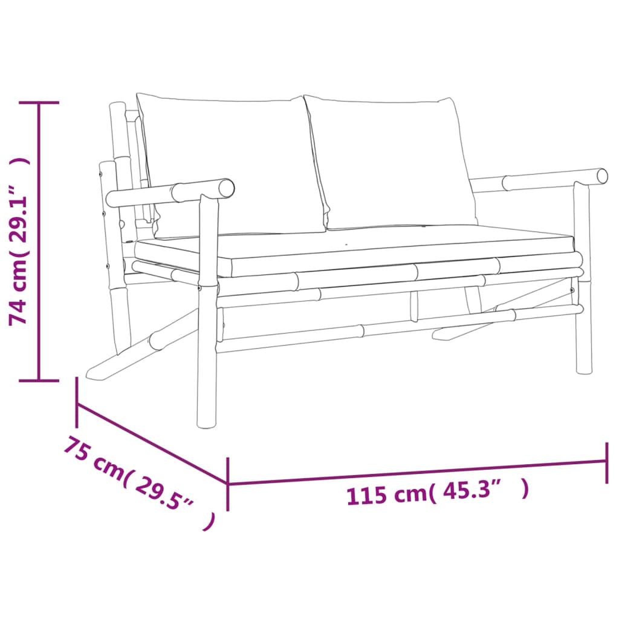 Voir la diapositive 6 : VIDAXL Banc de jardin avec coussins gris fonce bambou