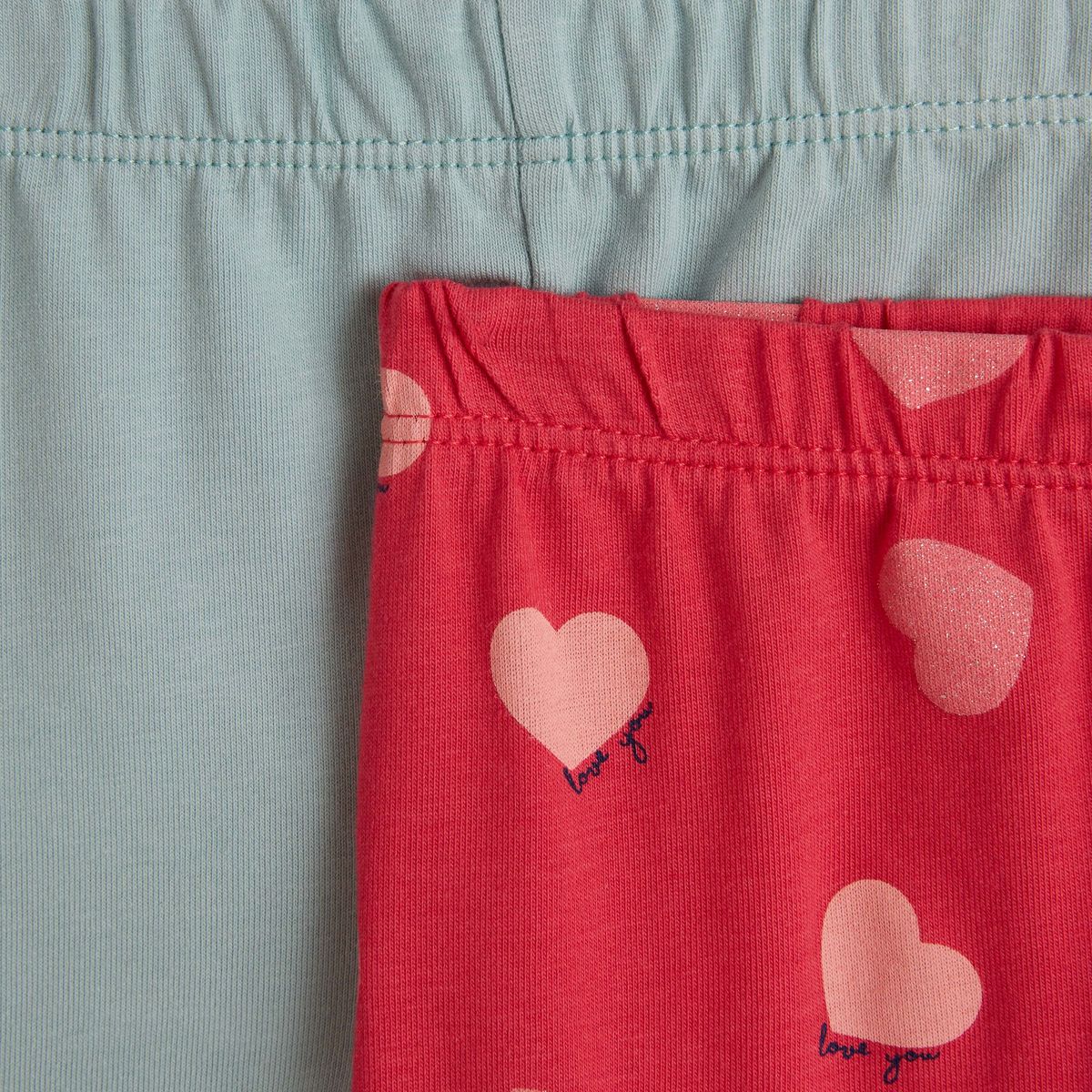 INEXTENSO Lot de 2 leggings coeurs bébé fille