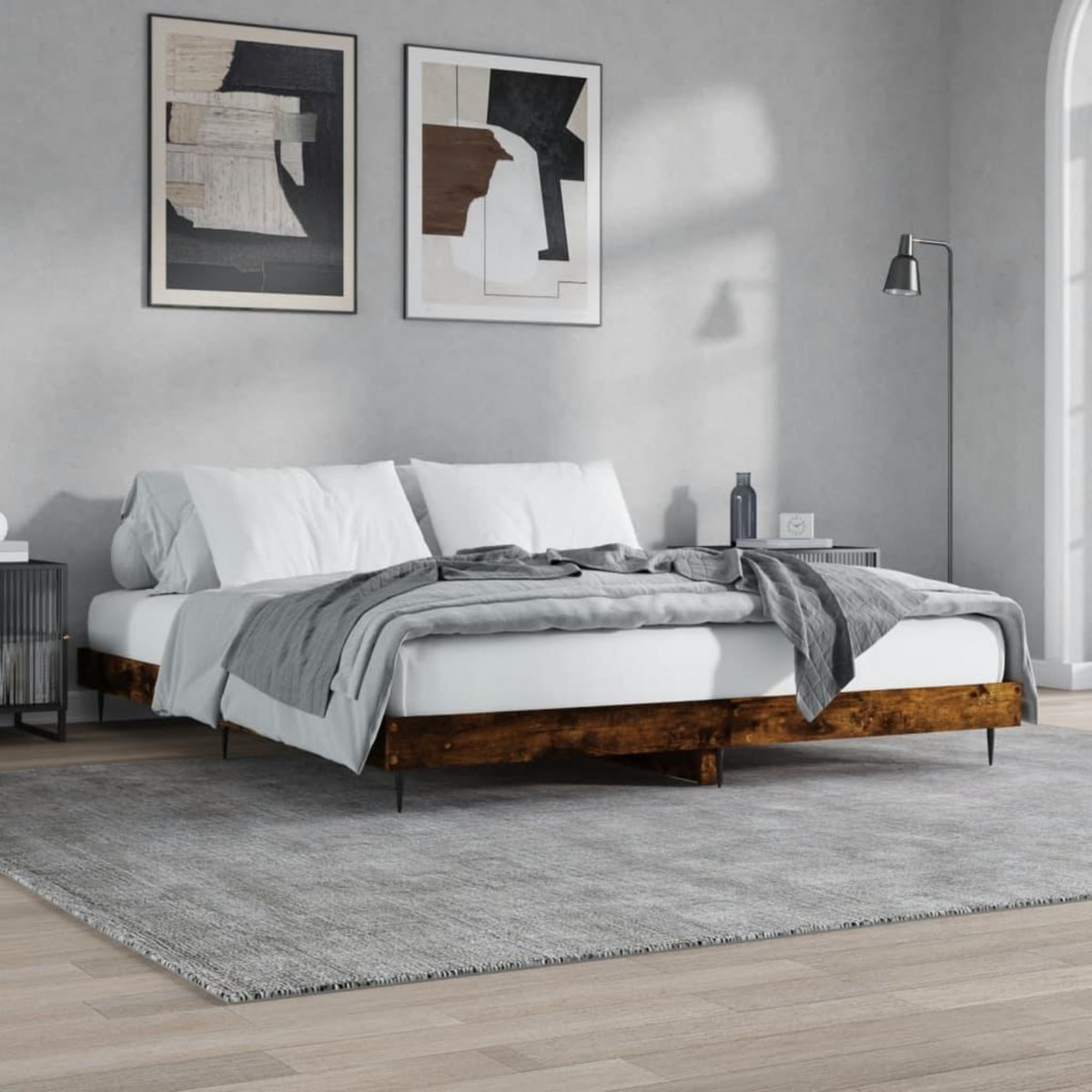 VIDAXL Cadre de lit sans matelas chene fume 120x200 cm bois ingenierie