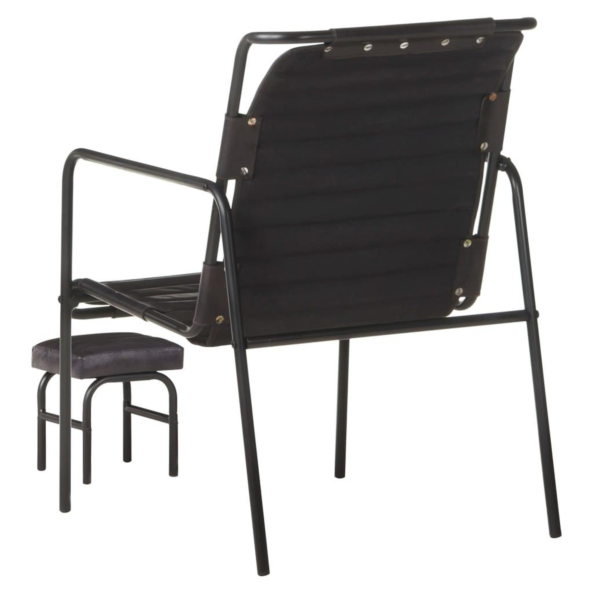 Voir la diapositive 4 : VIDAXL Fauteuil de relaxation avec repose-pied Noir Cuir veritable