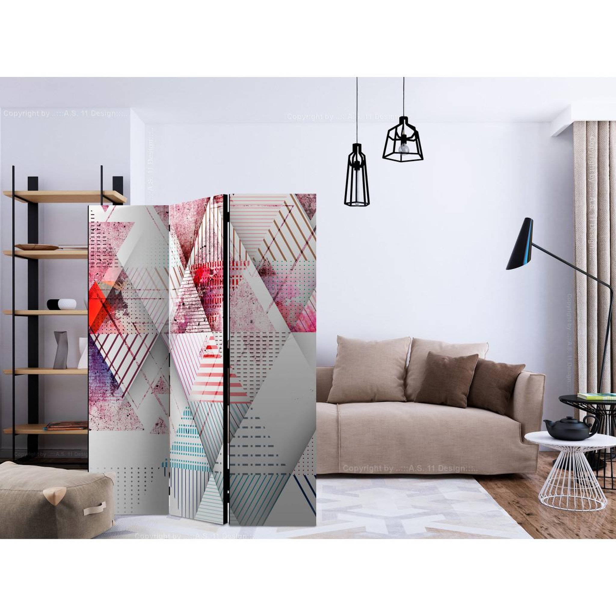 Voir la diapositive 2 : Paris Prix Paravent 3 volets  triangular world  135x172cm