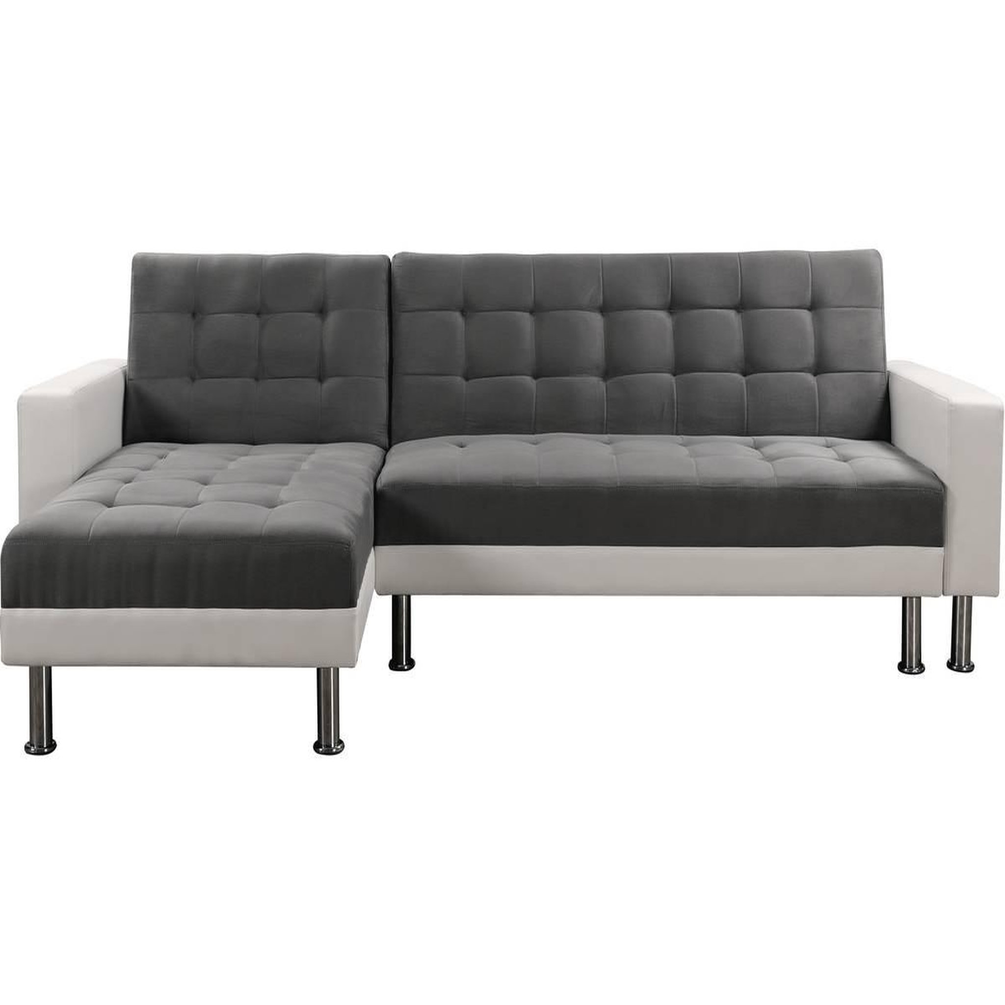 Voir la diapositive 3 : Habitat et Jardin Canapé d'angle convertible et réversible  theo  - 258 x 82/147 x 82 cm - 4 places -gris/blanc