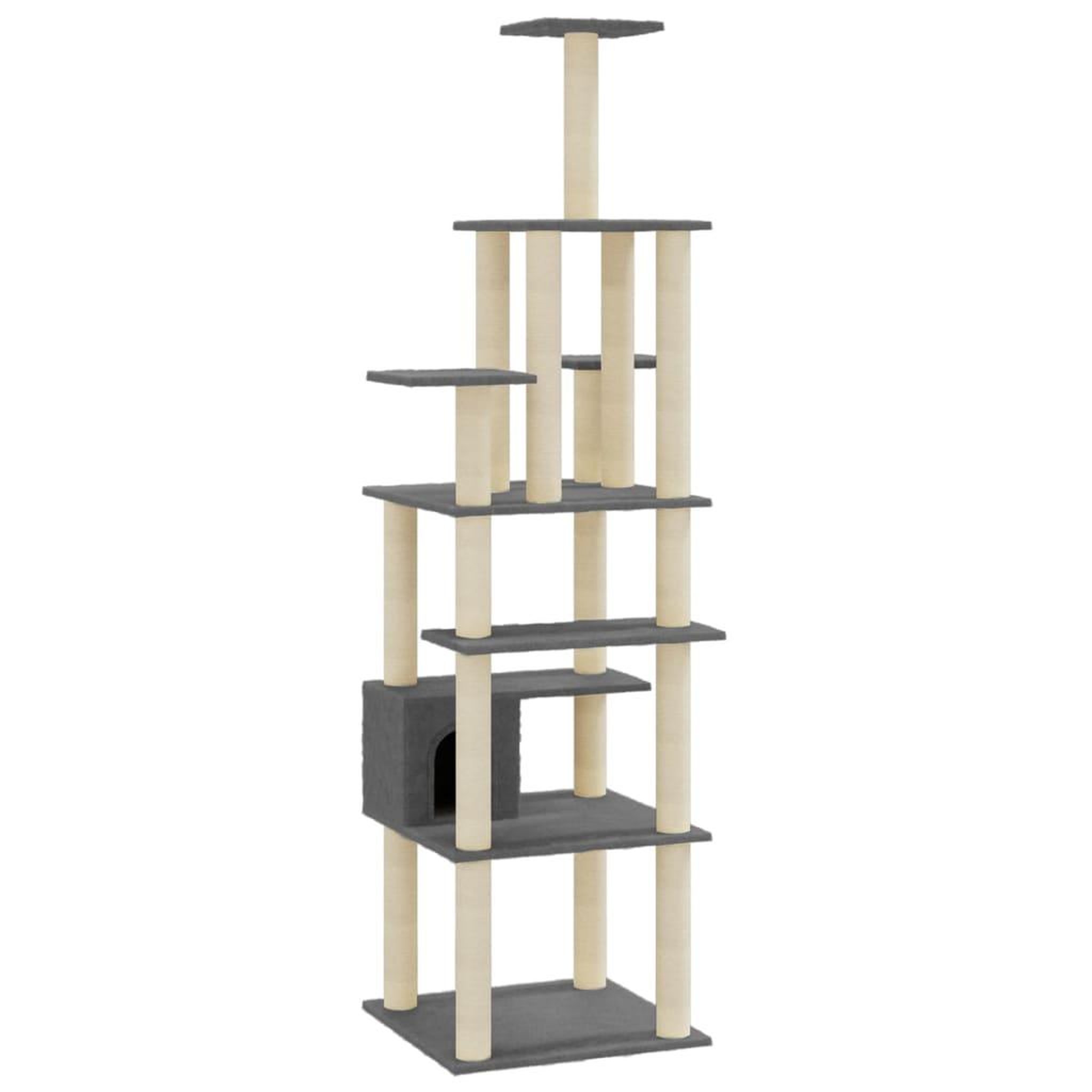 Voir la diapositive 2 : VIDAXL Arbre a chat avec griffoirs en sisal Gris fonce 183 cm
