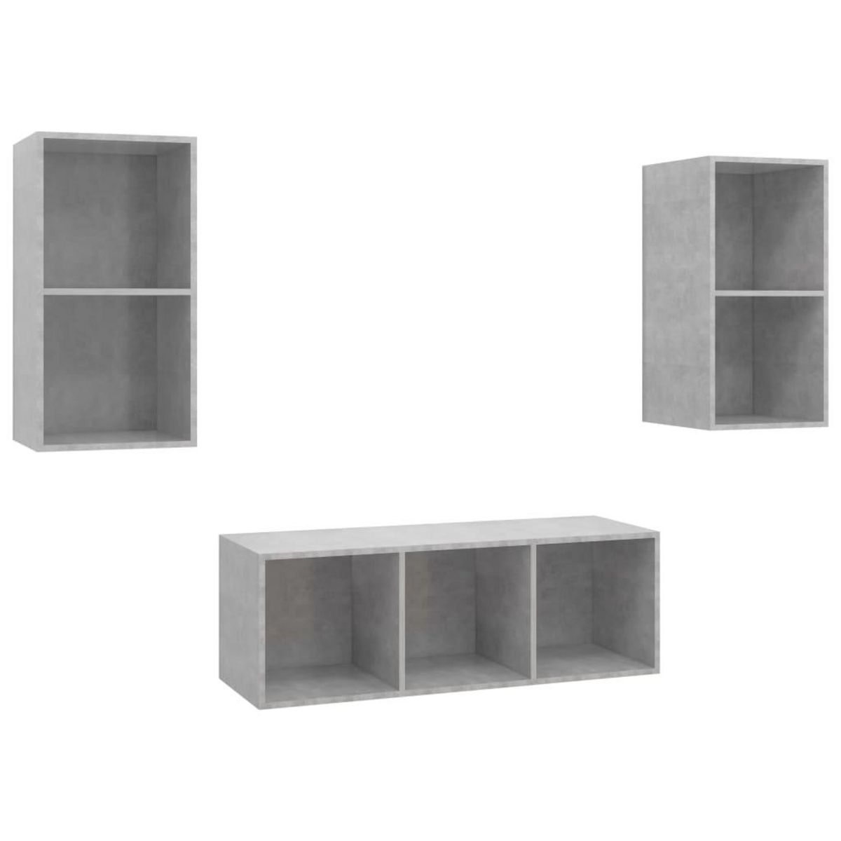 VIDAXL Ensemble de meuble TV 3 pcs Gris beton Bois d'ingenierie