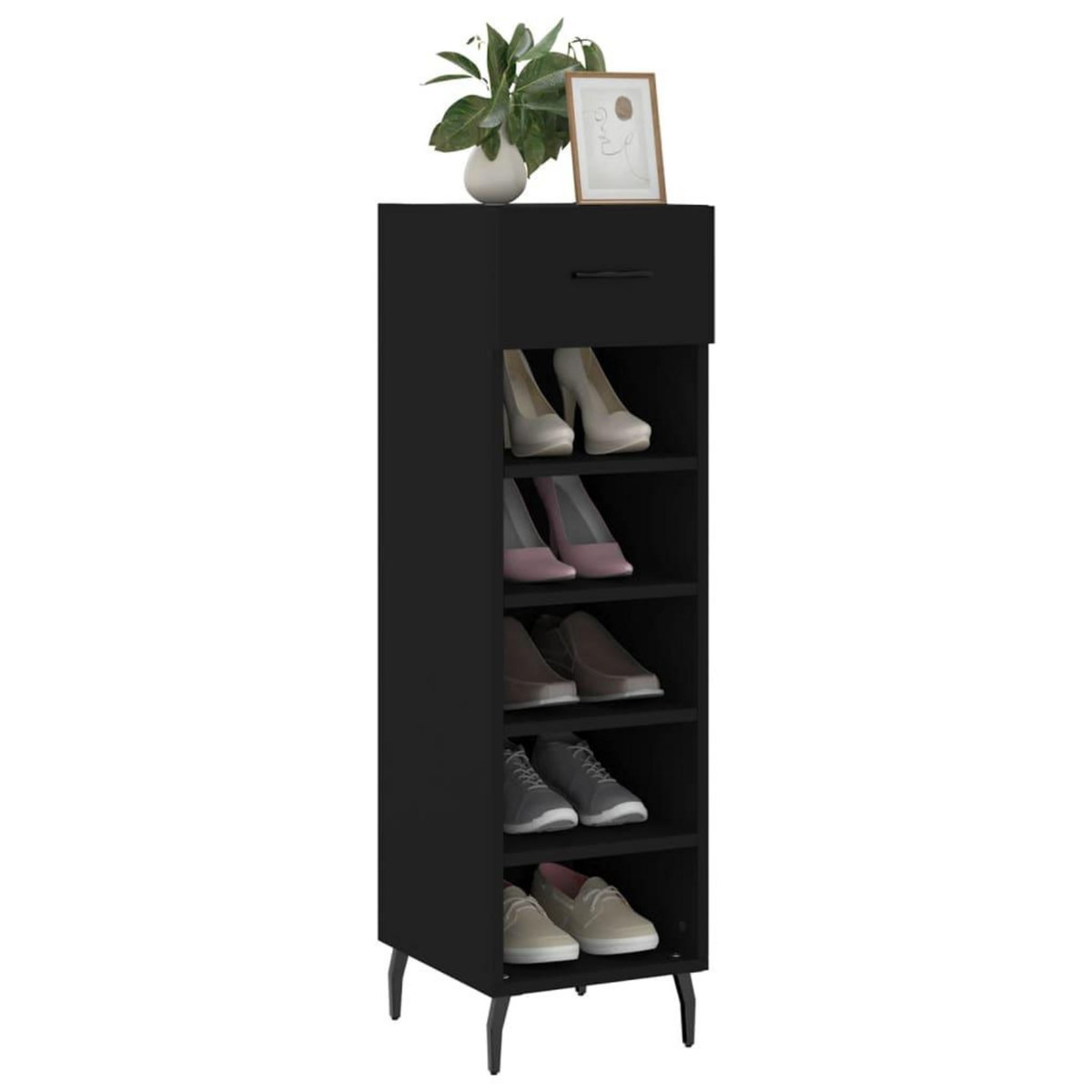 VIDAXL Armoire a chaussures noir 30x35x105 cm bois d'ingenierie